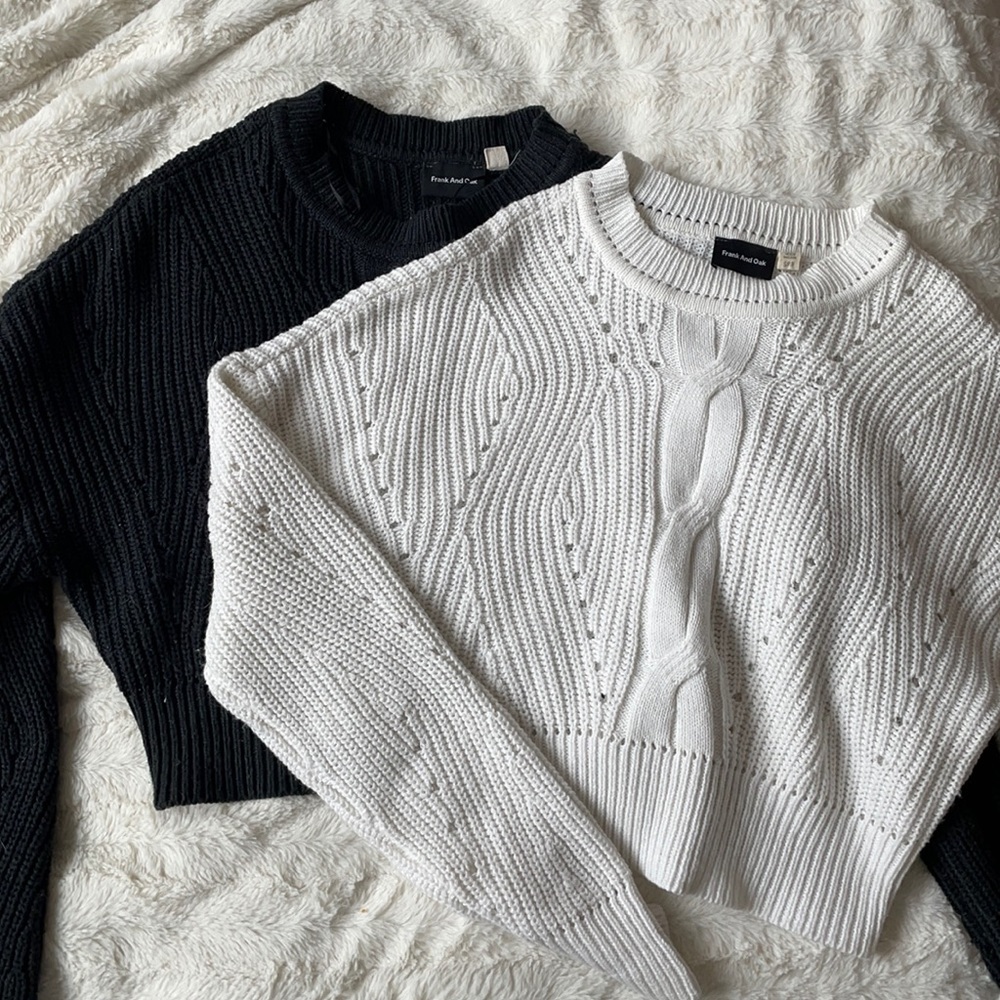 White Frank and Oak cropped sweater